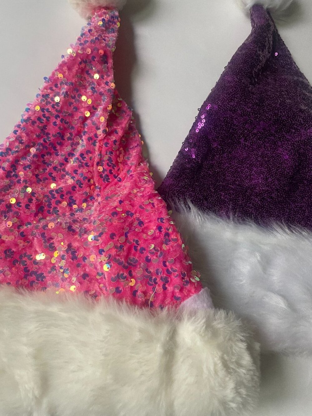 Set of 2 Sequin Christmas Santa Hats